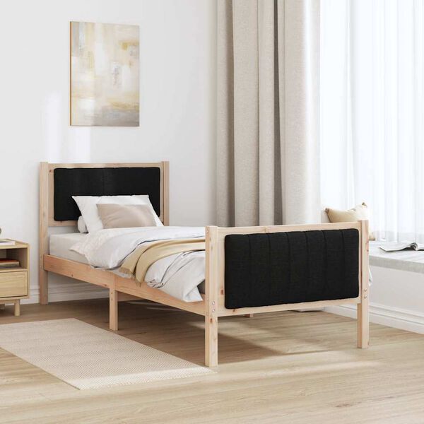 vidaXL Estructura de cama con cabecera Marr&oacute;n y negro 75 x 190 cm