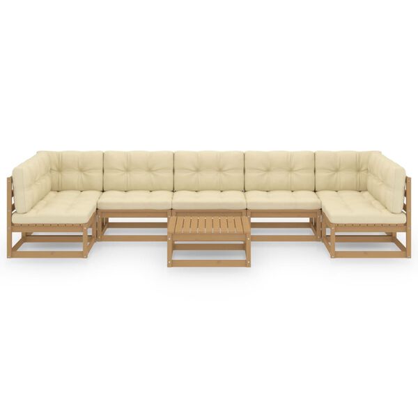 vidaXL Set de muebles de jard&iacute;n 8 pzs cojines madera pino marr&oacute;n miel