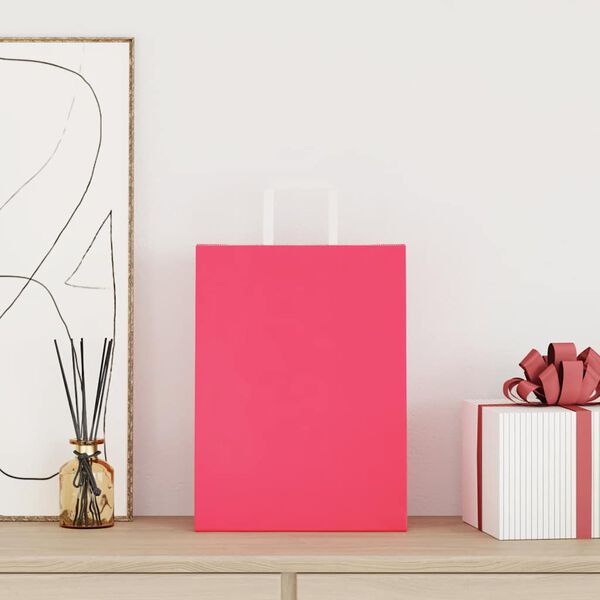 vidaXL Bolsas de papel con asas 50 uds rosa 26x12x35 cm
