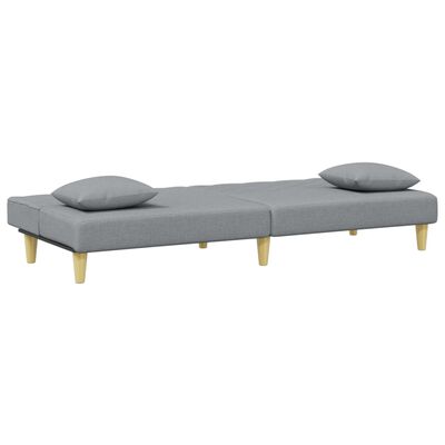 vidaXL Sofá cama de 2 plazas con almohadas y taburete tela gris claro