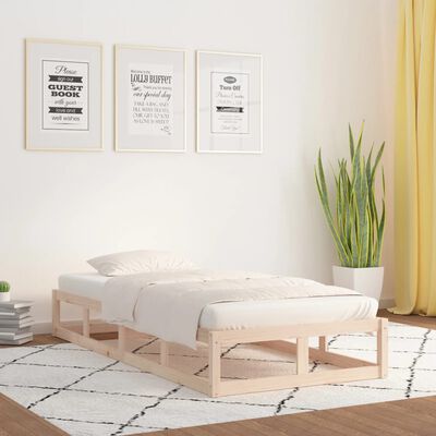 vidaXL Estructura de cama individual pequeña madera maciza 75x190 cm
