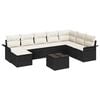 vidaXL Conjunto de sof&aacute; de jard&iacute;n 9 uds. Negro rat&aacute;n sint&eacute;tico