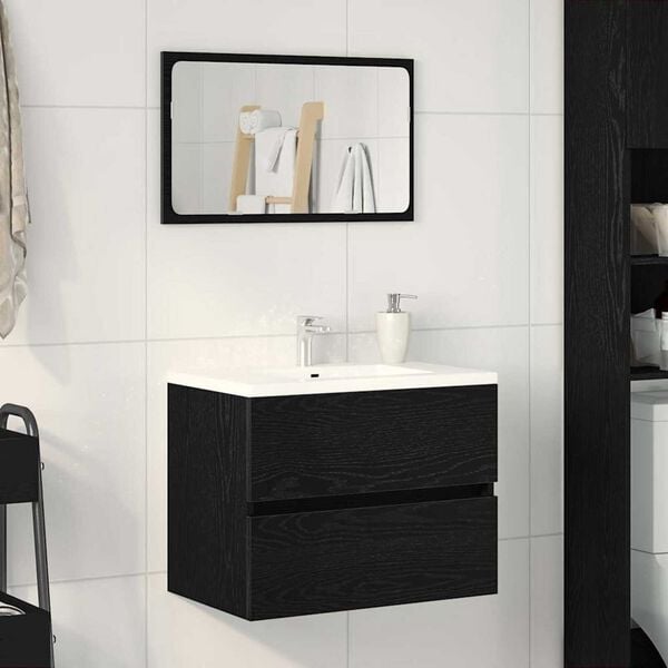 vidaXL Gabinete de Fregadero con cajón Roble Negro 60 x 38.5 x 45 cm