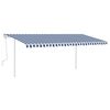 vidaXL Toldo manual retr&aacute;ctil con postes azul y blanco 5x3,5 m
