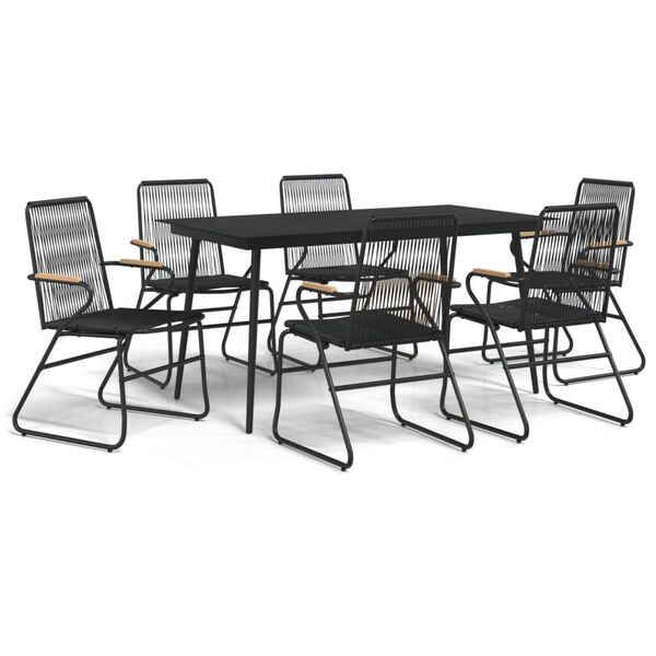vidaXL Juego de comedor para jardín 7 piezas ratán PVC negro