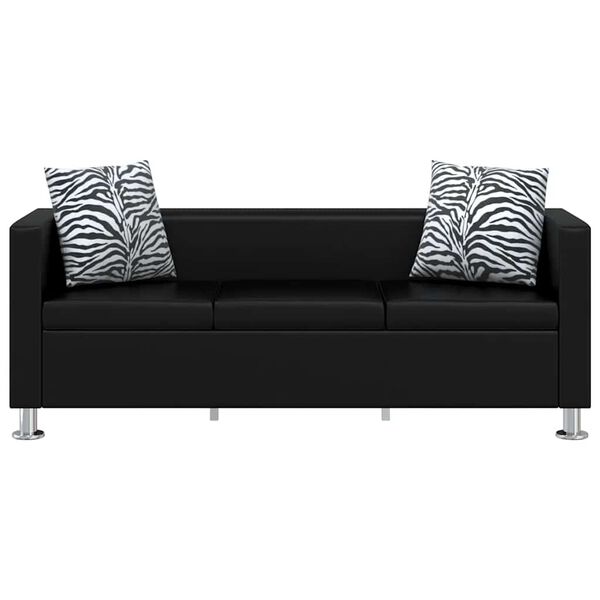 vidaXL Conjunto de sof&aacute;s de 2 y 3 plazas y sill&oacute;n de cuero artificial negro
