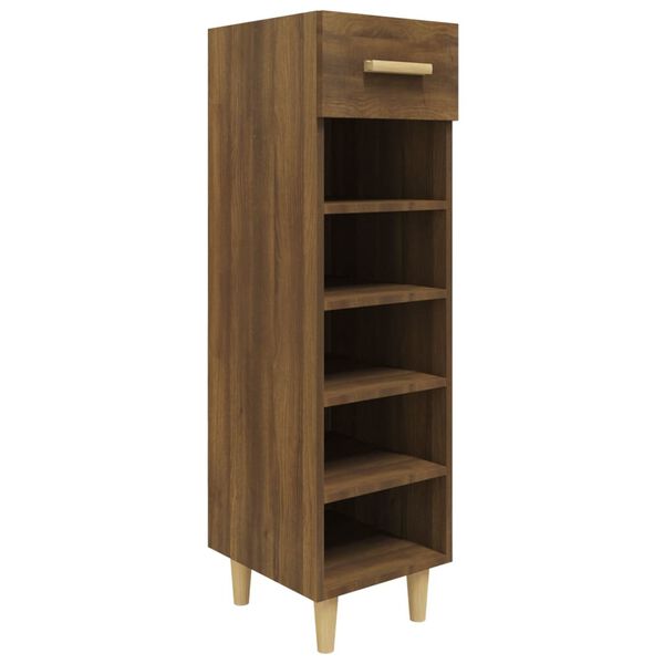 vidaXL Mueble zapatero madera contrachapada marr&oacute;n roble 30x35x105 cm