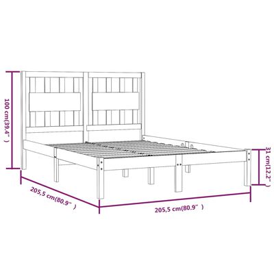 vidaXL Estructura de cama de madera maciza de pino gris 200x200 cm