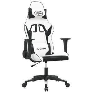 vidaXL Silla gaming cuero sint&eacute;tico blanco y negro