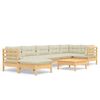 vidaXL Muebles de jard&iacute;n 8 pzas y cojines madera maciza de pino crema