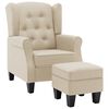 vidaXL Sill&oacute;n con reposapi&eacute;s de tela crema