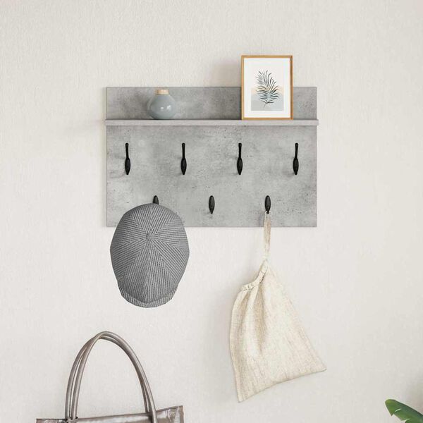 vidaXL Perchero de pared con estante Gris Concreto 60 x 40 x 12 cm