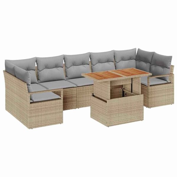 vidaXL Conjunto de sof&aacute; de jard&iacute;n con coj&iacute;n Manual 8 pcs Beige y gris