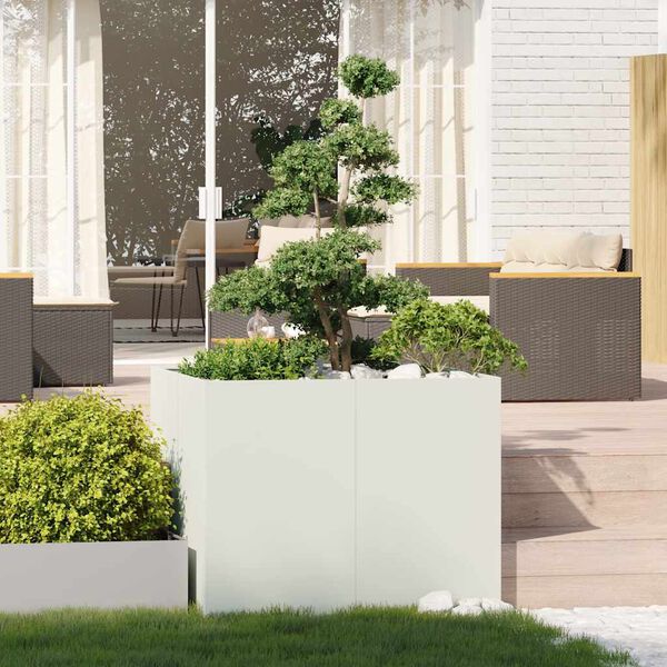 vidaXL Jardinera acero blanco 100x100x80 cm