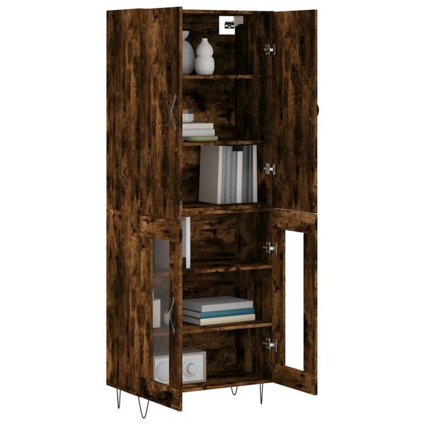 vidaXL Aparador alto madera contrachapada roble ahumado 69,5x34x180 cm