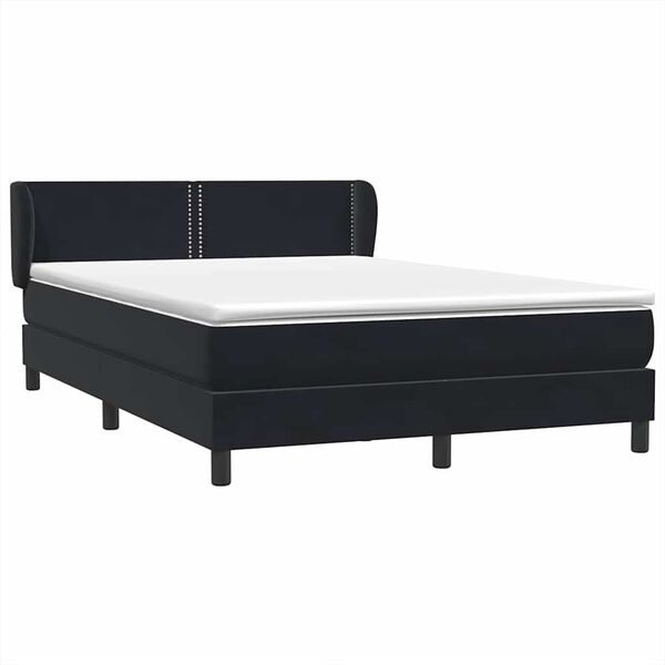 vidaXL Cama box spring con colch&oacute;n terciopelo negro 140x210 cm