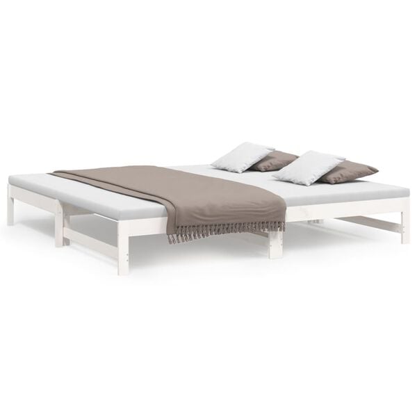 vidaXL Sofá cama extraíble madera maciza de pino blanco 2x(80x200) cm
