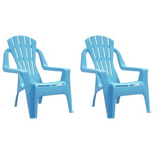 vidaXL Sillas de jard&iacute;n ni&ntilde;os 2 uds aspecto madera PP azul 37x34x44 cm