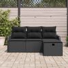 vidaXL Conjunto de sof&aacute; de jard&iacute;n Manual 4 pcs Negro rat&aacute;n sint&eacute;tico