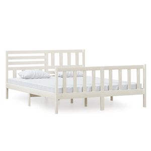 vidaXL Estructura de cama de madera maciza blanca 160x200 cm