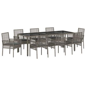 vidaXL Conjunto de Comedor de Jard&iacute;n 9 pcs Gris rat&aacute;n sint&eacute;tico