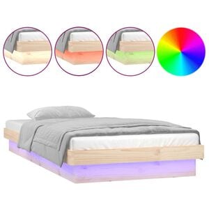 vidaXL Estructura de cama individual LED sin colch&oacute;n madera maciza