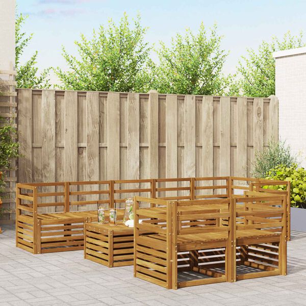 vidaXL Juegos de sof&aacute;s 9 pcs Natural Madera de Acacia S&oacute;lida