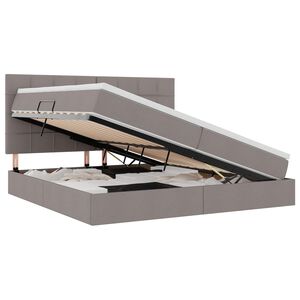 vidaXL Cama con almacenamiento y LED Taup&eacute; 200 x 200 cm Poli&eacute;ster