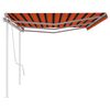 vidaXL Toldo manual retr&aacute;ctil con postes naranja y marr&oacute;n 6x3,5 m