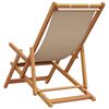 vidaXL Silla de playa plegable madera maciza de eucalipto y tela beige