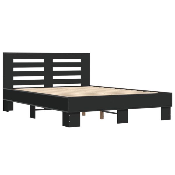 vidaXL Estructura de cama madera de ingenier&iacute;a y metal negro 135x190cm