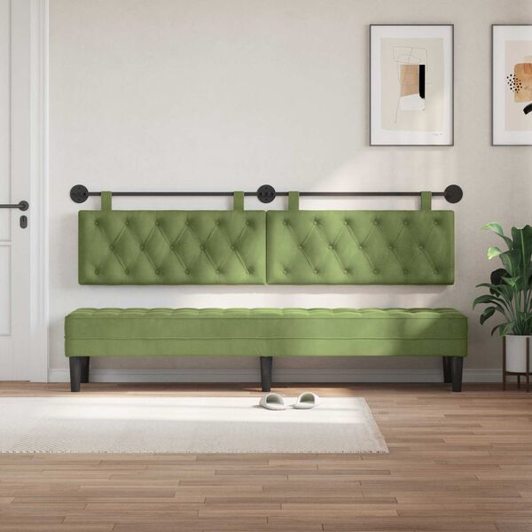 vidaXL Cabecera Colgante Verde claro 210 x 55 x 7 cm Terciopelo