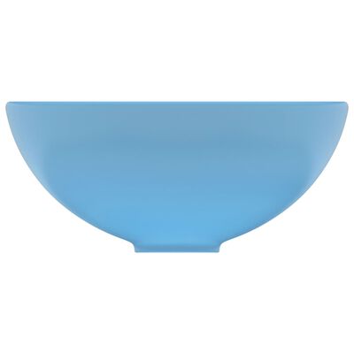 vidaXL Lavabo de lujo redondo cerámica azul claro mate 32,5x14 cm