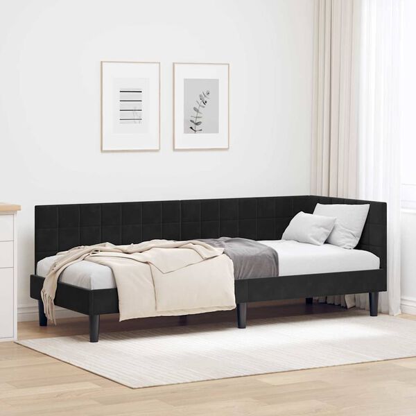 vidaXL Estructura de cama en esquina Negro 80 cm x 200 cm Terciopelo