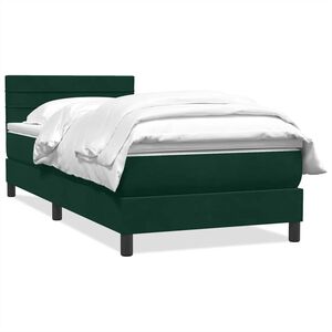 vidaXL Cama box spring con colch&oacute;n terciopelo verde oscuro 80x220 cm