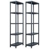 vidaXL Estanter&iacute;a de pl&aacute;stico 2 unidades 125 kg 60x30x180 cm negro