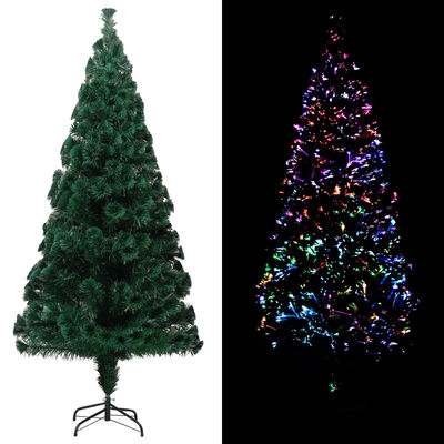 vidaXL Árbol de Navidad artificial y soporte fibra óptica verde 210 cm