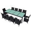 vidaXL Set comedor de jard&iacute;n 11 piezas y cojines rat&aacute;n sint&eacute;tico negro