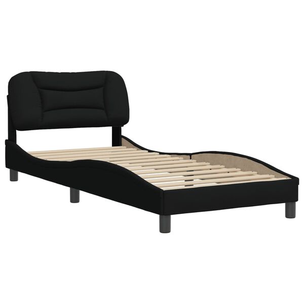 vidaXL Estructura de cama sin colch&oacute;n Hvar tela negro 90x190 cm