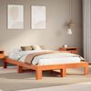 vidaXL Estructura de cama sin colch&oacute;n madera maciza marr&oacute;n 135x190 cm