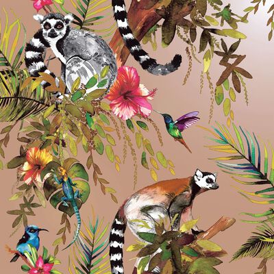 DUTCH WALLCOVERINGS Papel pintado Lemur oro rosa