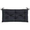 vidaXL Coj&iacute;n para banco de jard&iacute;n tela a cuadros negro 110x50x7 cm