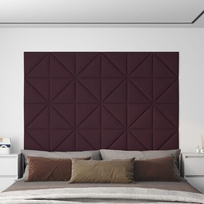 vidaXL Paneles de pared 12 uds tela morado 30x30 cm 0,54 m²