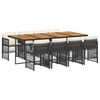 vidaXL Set de comedor de jard&iacute;n 9 pzas y cojines rat&aacute;n sint&eacute;tico negro
