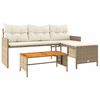 vidaXL Sof&aacute; de jard&iacute;n en forma de L con mesa y cojines rat&aacute;n PE beige