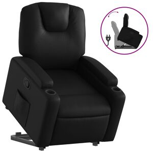 vidaXL Sill&oacute;n reclinable elevable cuero artificial negro