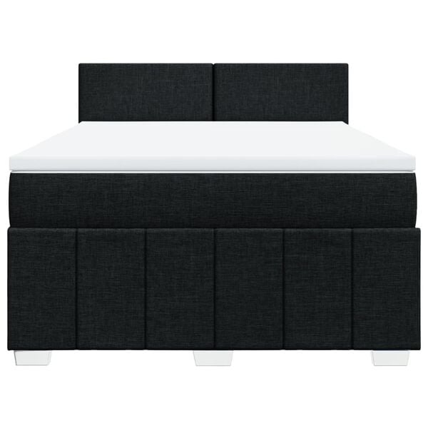 vidaXL Cama box spring con colch&oacute;n tela negro 140x200 cm