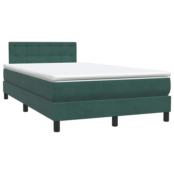 vidaXL Cama box spring con colch&oacute;n terciopelo verde oscuro 120x220 cm