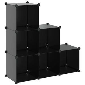 vidaXL Estanter&iacute;a de cubos con 6 compartimentos negro PP