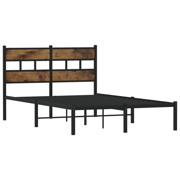 vidaXL Estructura de cama sin colchón metal roble ahumado 120x200 cm